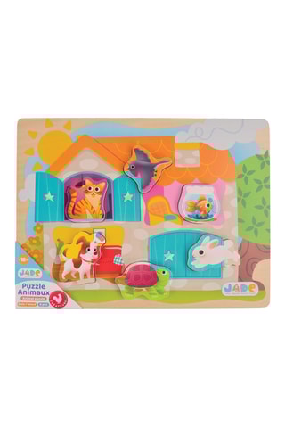 Puzzle animais domésticos em madeira - 6 peças - A partir dos 18 meses