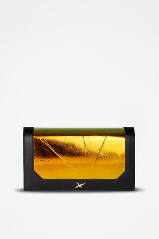 Pochete de couro Belle, Libre et Vraie - Dourado e preto