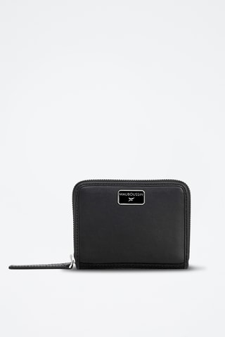 Porta-moedas de couro Je t'attends, je t'Aime - Preto