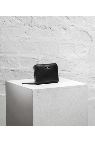 Porta-moedas de couro Je t'attends, je t'Aime - Preto