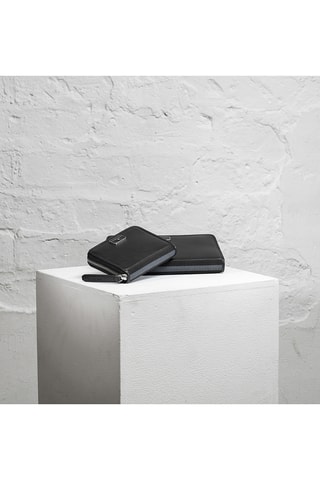 Porta-moedas de couro Je t'attends, je t'Aime - Preto
