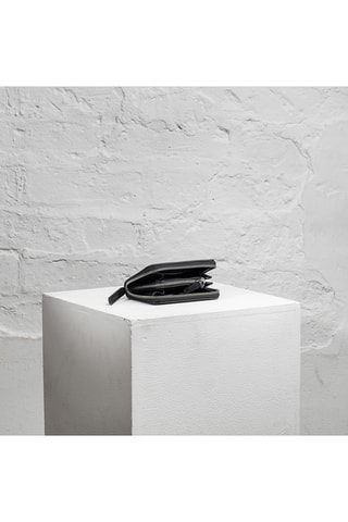 Porta-moedas de couro Je t'attends, je t'Aime - Preto