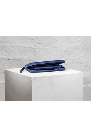 Carteira de couro Je t'attends, Je t'aime - Azul