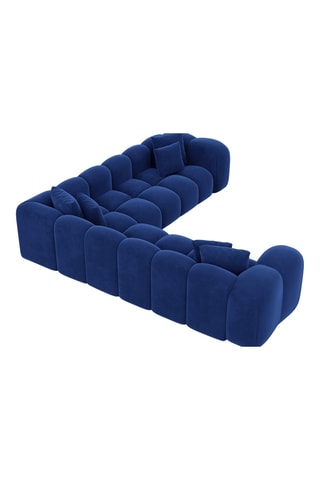 Canapé d'angle Nuvola - Bleu foncé - 6 places - Tissu toucher velours