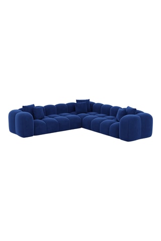 Canapé d'angle Nuvola - Bleu foncé - 6 places - Tissu toucher velours