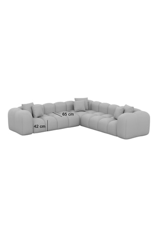 Canapé d'angle Nuvola - Bleu foncé - 6 places - Tissu toucher velours