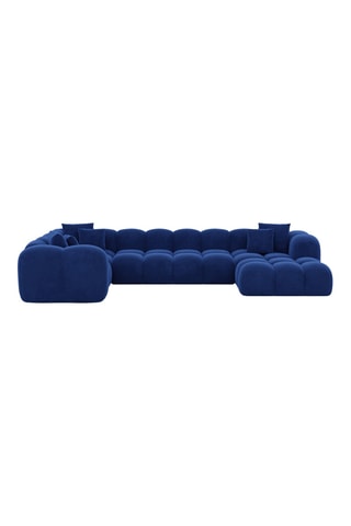 Canapé d'angle droit panoramique Nuvola - Bleu foncé - 7 places - Tissu toucher velours