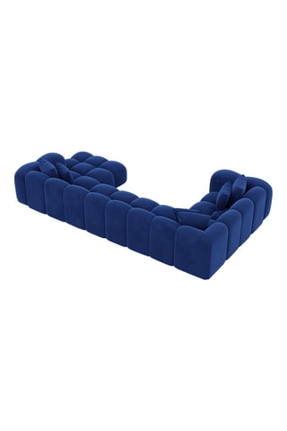 Canapé d'angle droit panoramique Nuvola - Bleu foncé - 7 places - Tissu toucher velours
