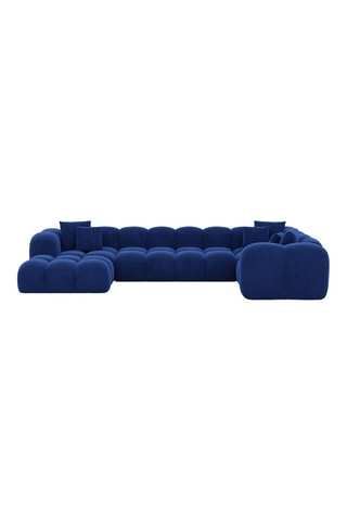 Canapé d'angle gauche panoramique Nuvola - Bleu foncé - 7 places - Tissu toucher velours