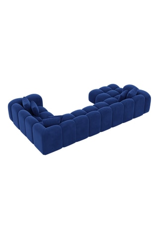 Canapé d'angle gauche panoramique Nuvola - Bleu foncé - 7 places - Tissu toucher velours