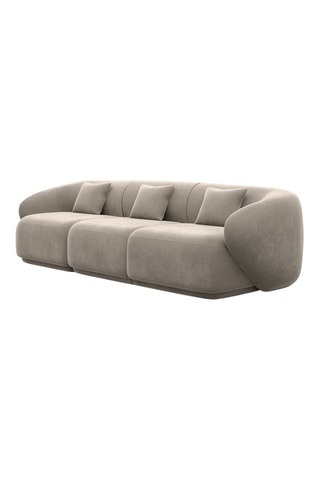 Canapé droit Maitano - Beige foncé - 3 places - Tissu velours