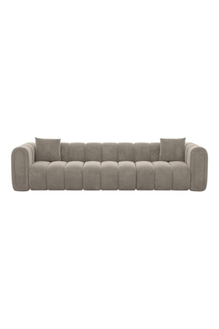 Canapé droit Luma - Beige foncé - 3 places - Tissu velours