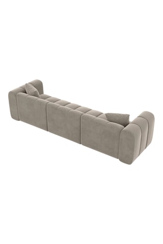 Canapé droit Luma - Beige foncé - 3 places - Tissu velours