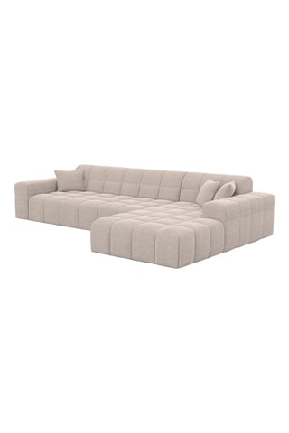 Canapé d'angle droit Cardano - Beige - 5 places - Tissu structuré
