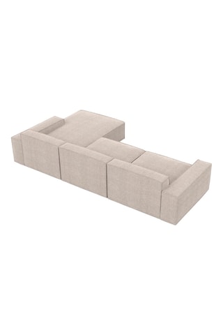 Canapé d'angle droit Lionel - Beige - 5 places - Tissu structuré