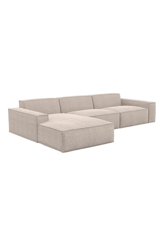 Canapé d'angle gauche Lionel - Beige - 5 places - Tissu structuré