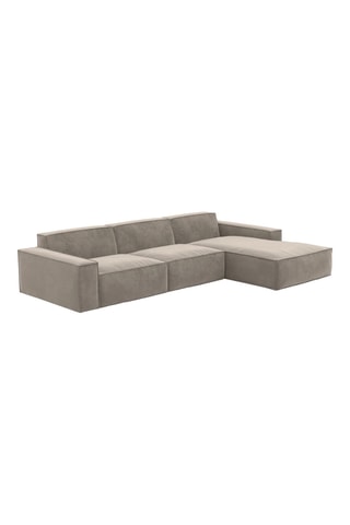 Canapé d'angle droit Lionel - Beige foncé - 5 places - Tissu toucher velours