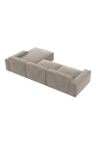 Canapé d'angle droit Lionel - Beige foncé - 5 places - Tissu toucher velours