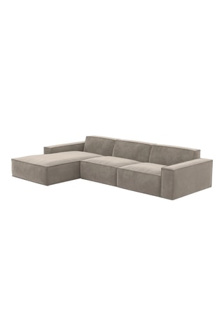 Canapé d'angle gauche Lionel - Beige foncé - 5 places - Tissu toucher velours