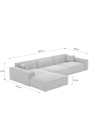 Canapé d'angle gauche Lionel - Beige foncé - 5 places - Tissu toucher velours
