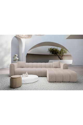 Canapé d'angle droit Luma - Beige - 5 places - En tissu structuré