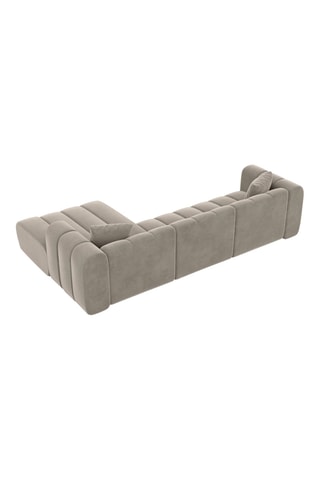 Canapé d'angle droit Luma - Beige foncé - 5 places - Tissu toucher velours
