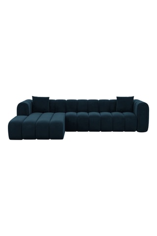 Canapé d'angle gauche Luma - Bleu foncé - 5 places - Tissu toucher velours