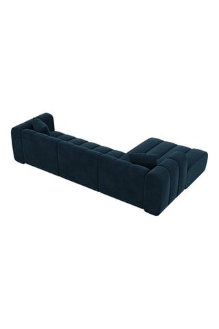 Canapé d'angle gauche Luma - Bleu foncé - 5 places - Tissu toucher velours