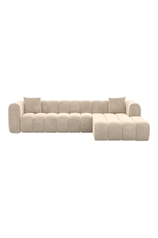 Canapé d'angle droit Luma - Crème - 5 places - Tissu toucher velours