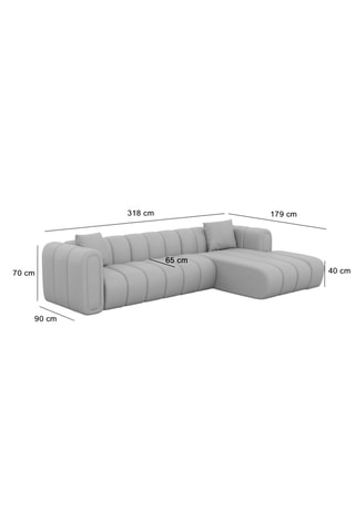 Canapé d'angle droit Luma - Crème - 5 places - Tissu toucher velours
