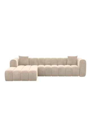 Canapé d'angle gauche Luma - Crème - 5 places - Tissu toucher velours