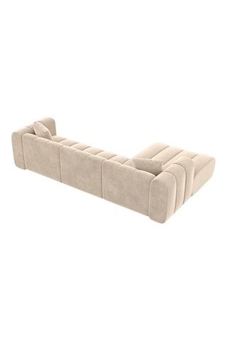 Canapé d'angle gauche Luma - Crème - 5 places - Tissu toucher velours