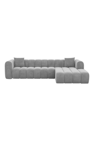 Canapé d'angle droit Luma - Gris clair - 5 places - Tissu toucher velours