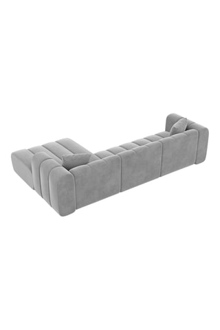 Canapé d'angle droit Luma - Gris clair - 5 places - Tissu toucher velours