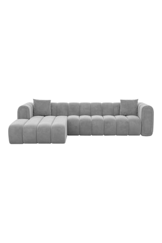 Canapé d'angle gauche Luma - Gris clair - 5 places - Tissu toucher velours