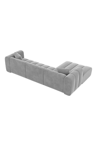Canapé d'angle gauche Luma - Gris clair - 5 places - Tissu toucher velours