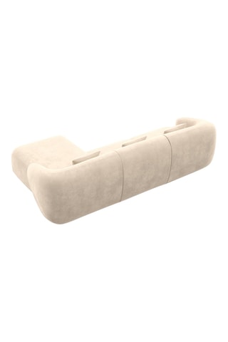 Canapé d'angle droit Maitano - Crème - 5 places - Tissu toucher velours