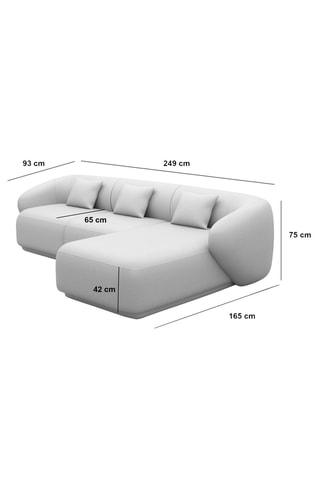 Canapé d'angle droit Maitano - Crème - 5 places - Tissu toucher velours