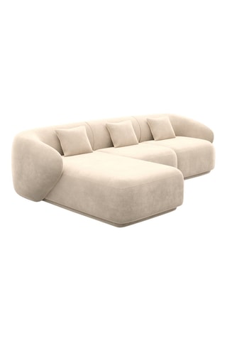 Canapé d'angle gauche Maitano - Crème - 5 places - Tissu toucher velours