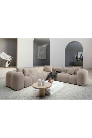 Canapé d'angle Nuvola - Beige - 6 places - En tissu structuré