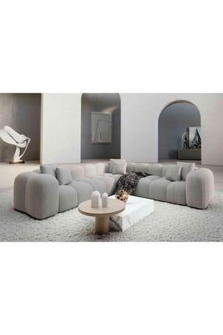 Canapé d'angle Nuvola - Gris clair - 6 places - En tissu structuré