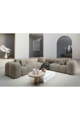 Canapé d'angle Nuvola - Beige foncé - 6 places - Tissu toucher velours