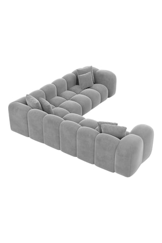 Canapé d'angle Nuvola - Gris clair - 6 places - Tissu toucher velours