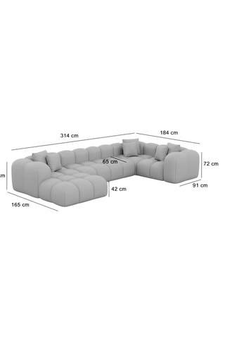 Canapé d'angle droit panoramique Nuvola - Beige - 7 places - En tissu structurel