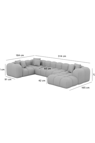 Canapé d'angle gauche panoramique Nuvola - Beige foncé - 7 places - En velours