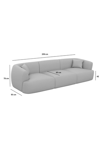 Canapé Ozura - Noir - 3 places - Tissu toucher velours