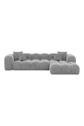Canapé d'angle droit Nuvola - Gris clair - 5 places - Tissu toucher velours