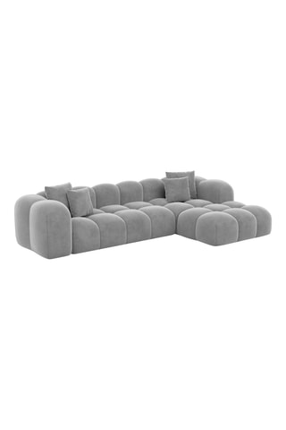 Canapé d'angle droit Nuvola - Gris clair - 5 places - Tissu toucher velours