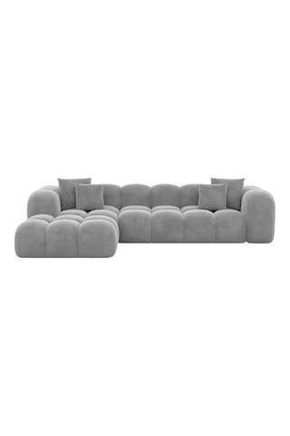 Canapé d'angle gauche Nuvola - Gris clair - 5 places - Tissu toucher velours