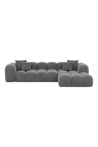 Canapé d'angle droit Nuvola - Gris foncé - 5 places - Tissu toucher velours